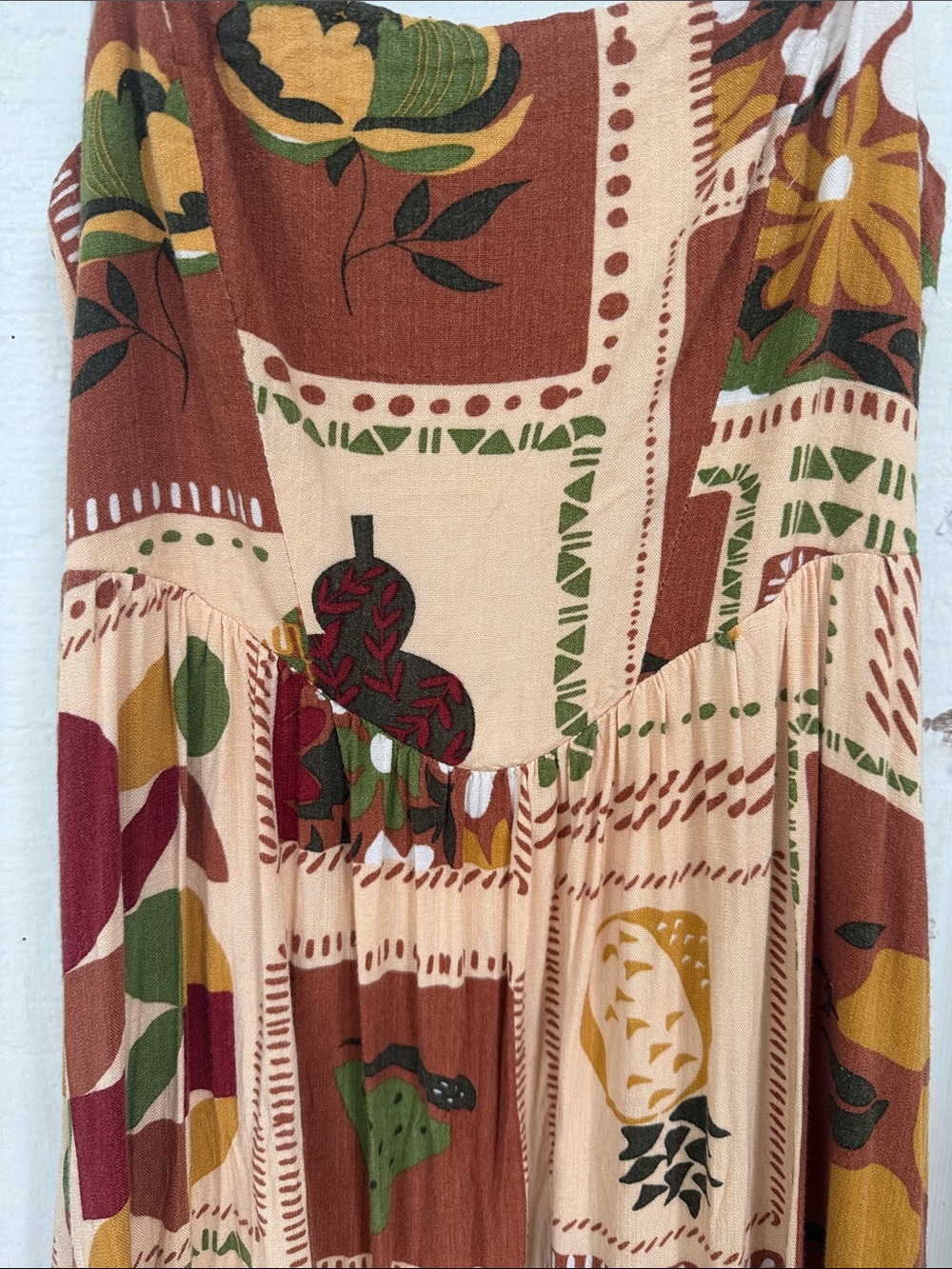 ILLA ILLA Rustic Patchwork Maxi Dress in Brown and Cream - Picture 7 of 7